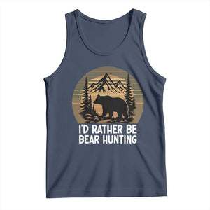 Id Rather Be Bear Hunting Tank Top Retro Sunset Hunter Gift TS12 Navy Print Your Wear