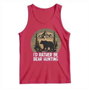 Id Rather Be Bear Hunting Tank Top Retro Sunset Hunter Gift TS12 Red Print Your Wear
