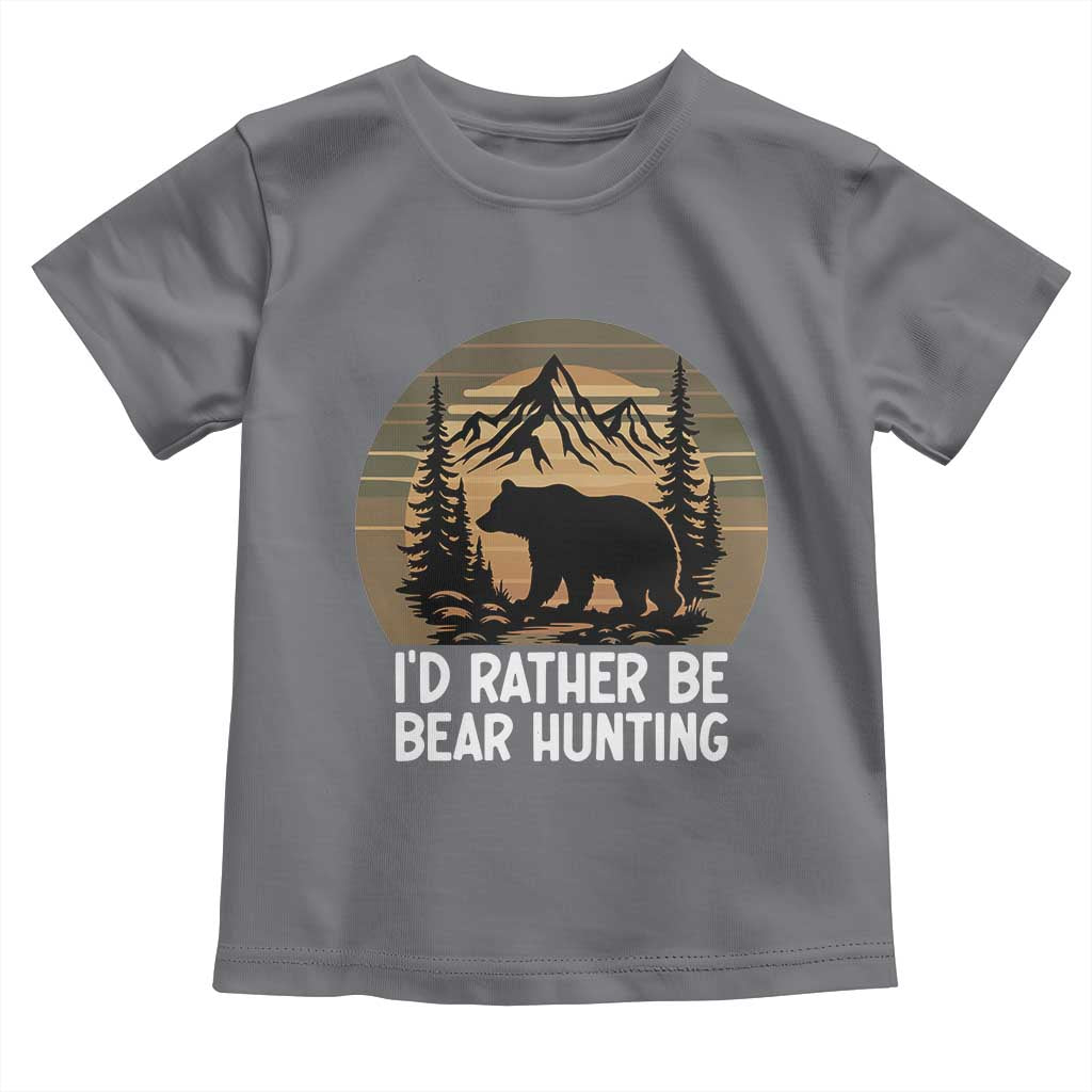 Id Rather Be Bear Hunting Toddler T Shirt Retro Sunset Hunter Gift TS12 Charcoal Print Your Wear
