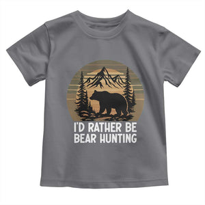 Id Rather Be Bear Hunting Toddler T Shirt Retro Sunset Hunter Gift TS12 Charcoal Print Your Wear