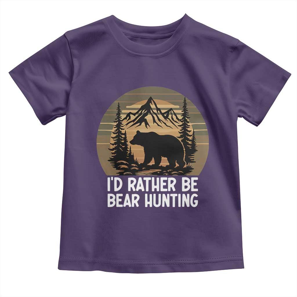 Id Rather Be Bear Hunting Toddler T Shirt Retro Sunset Hunter Gift TS12 Purple Print Your Wear