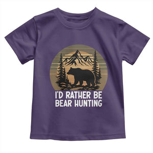 Id Rather Be Bear Hunting Toddler T Shirt Retro Sunset Hunter Gift TS12 Purple Print Your Wear