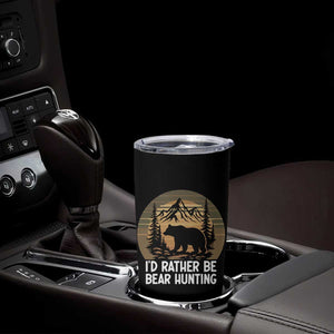 Id Rather Be Bear Hunting Tumbler Cup Retro Sunset Hunter Gift - Print Your Wear