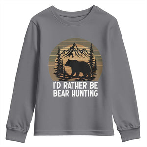 Id Rather Be Bear Hunting Youth Sweatshirt Retro Sunset Hunter Gift TS12 Charcoal Print Your Wear
