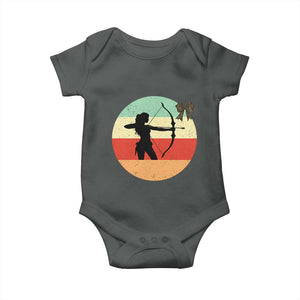 Retro Sunset Hunter Gift Baby Onesie Women Bow Hunters TS12 Dark Heather Print Your Wear