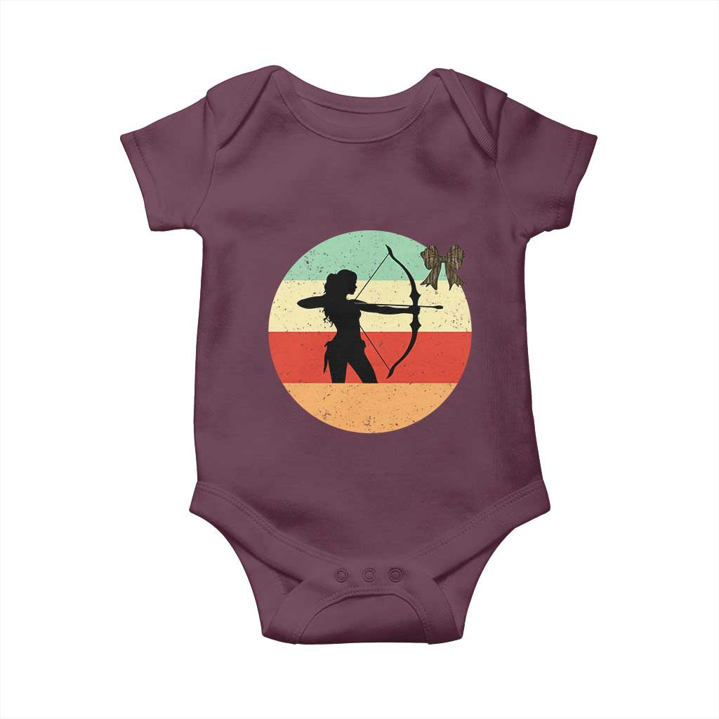 Retro Sunset Hunter Gift Baby Onesie Women Bow Hunters TS12 Maroon Print Your Wear
