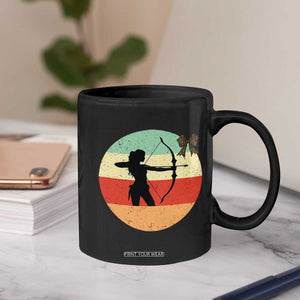 Retro Sunset Hunter Gift Coffee Mug Women Bow Hunters TS12 Print Your Wear
