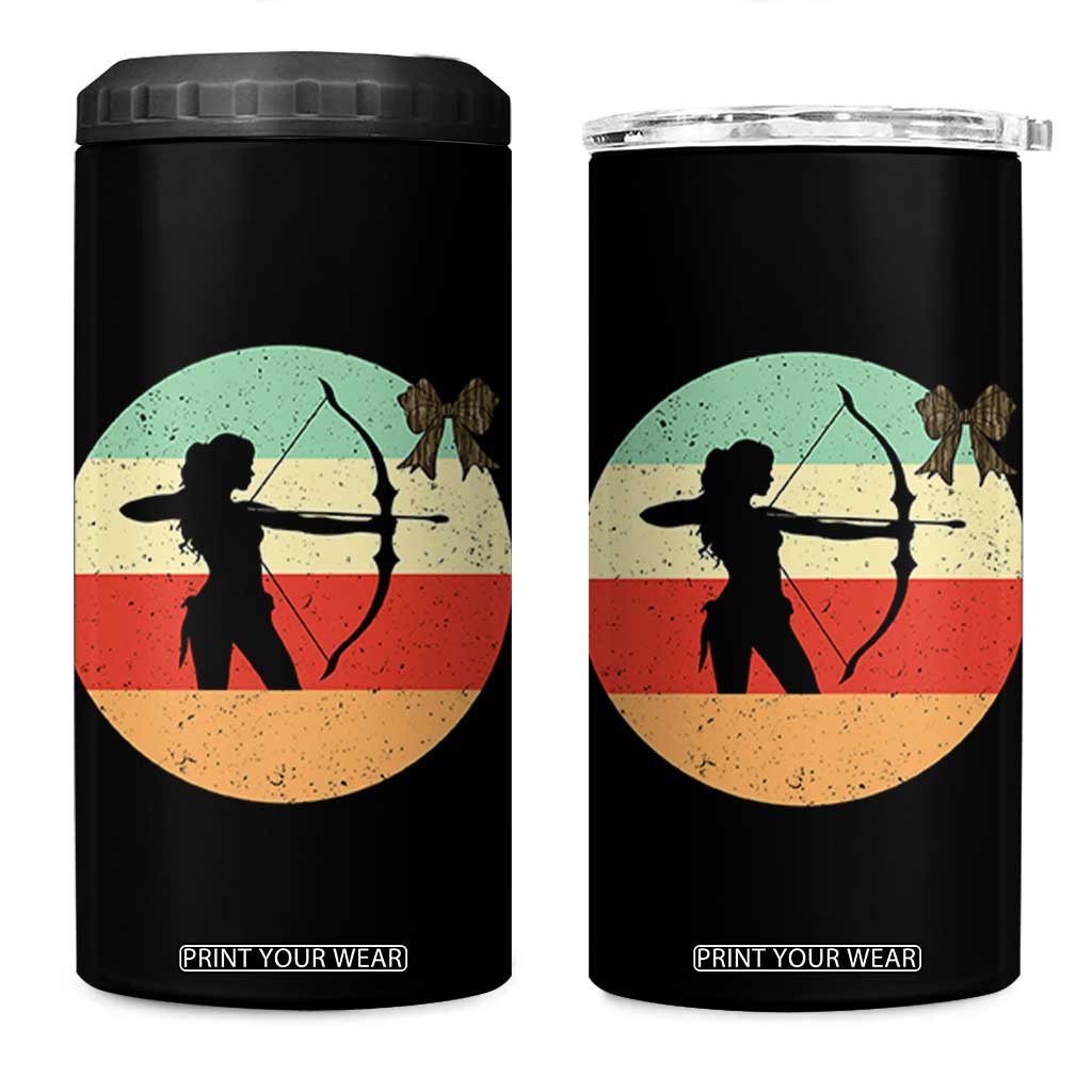 Retro Sunset Hunter Gift 4 in 1 Can Cooler Tumbler Women Bow Hunters TS12 One Size: 16 oz Black Print Your Wear