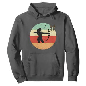 Retro Sunset Hunter Gift Hoodie Women Bow Hunters TS12 Dark Heather Print Your Wear