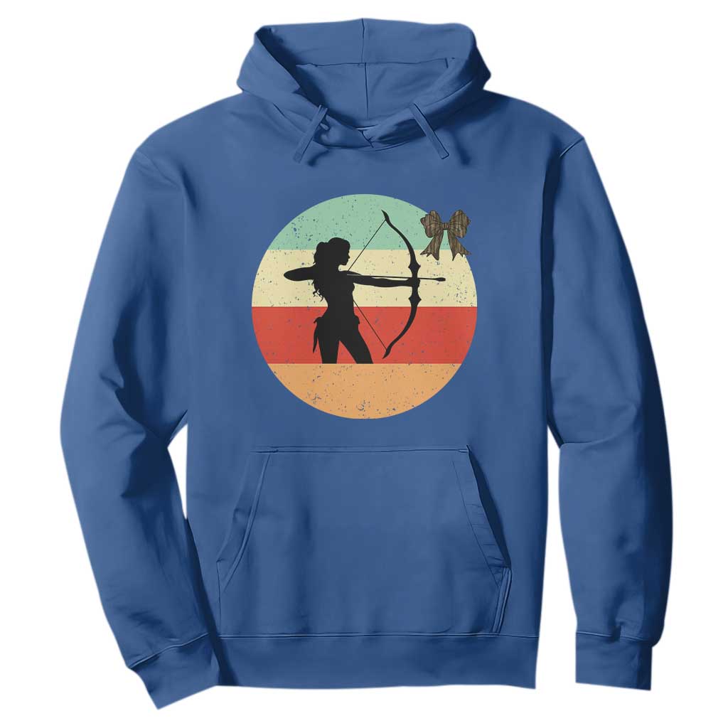 Retro Sunset Hunter Gift Hoodie Women Bow Hunters TS12 Royal Blue Print Your Wear