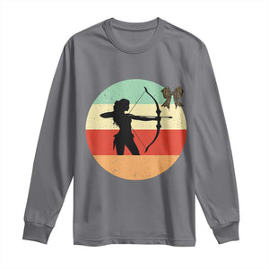 Retro Sunset Hunter Gift Long Sleeve Shirt Women Bow Hunters TS12 Charcoal Print Your Wear