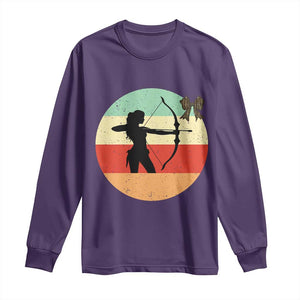 Retro Sunset Hunter Gift Long Sleeve Shirt Women Bow Hunters TS12 Purple Print Your Wear