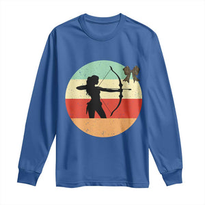 Retro Sunset Hunter Gift Long Sleeve Shirt Women Bow Hunters TS12 Royal Blue Print Your Wear
