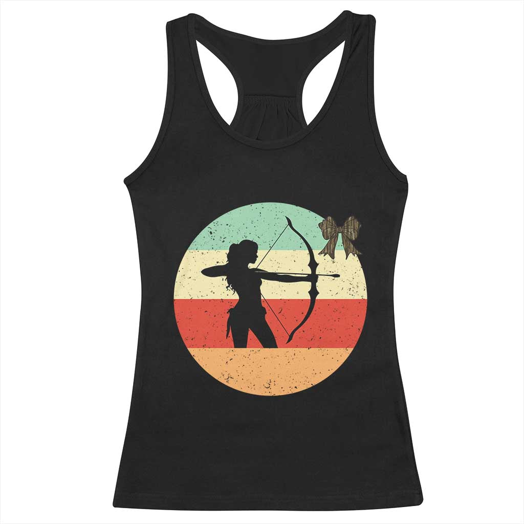 Retro Sunset Hunter Gift Racerback Tank Top Women Bow Hunters - Print Your Wear