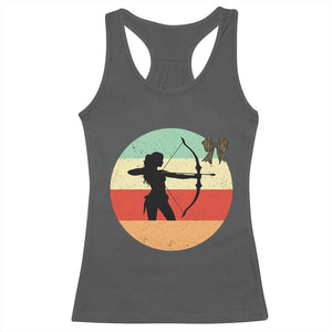 Retro Sunset Hunter Gift Racerback Tank Top Women Bow Hunters TS12 Dark Heather Print Your Wear