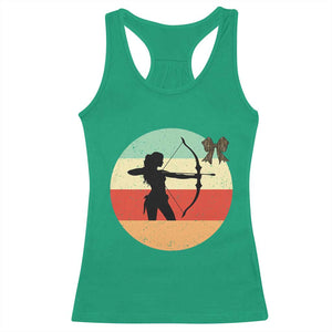 Retro Sunset Hunter Gift Racerback Tank Top Women Bow Hunters - Print Your Wear