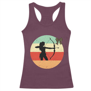 Retro Sunset Hunter Gift Racerback Tank Top Women Bow Hunters - Print Your Wear
