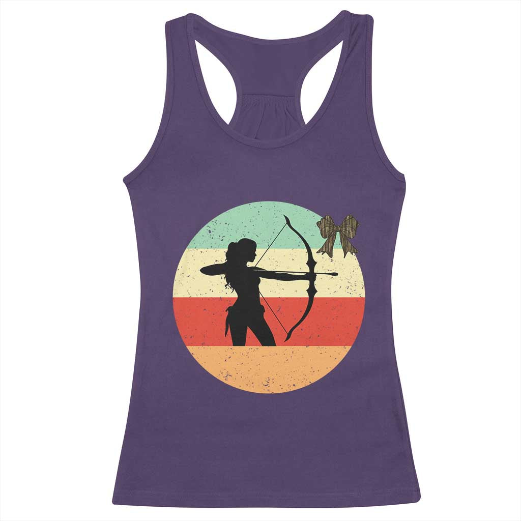 Retro Sunset Hunter Gift Racerback Tank Top Women Bow Hunters TS12 Purple Print Your Wear