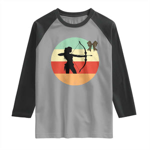 Retro Sunset Hunter Gift Raglan Shirt Women Bow Hunters TS12 Sport Gray Black Print Your Wear