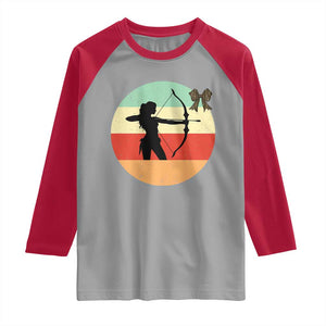 Retro Sunset Hunter Gift Raglan Shirt Women Bow Hunters TS12 Sport Gray Red Print Your Wear