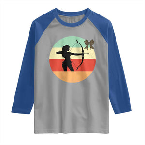 Retro Sunset Hunter Gift Raglan Shirt Women Bow Hunters TS12 Sport Gray Royal Print Your Wear