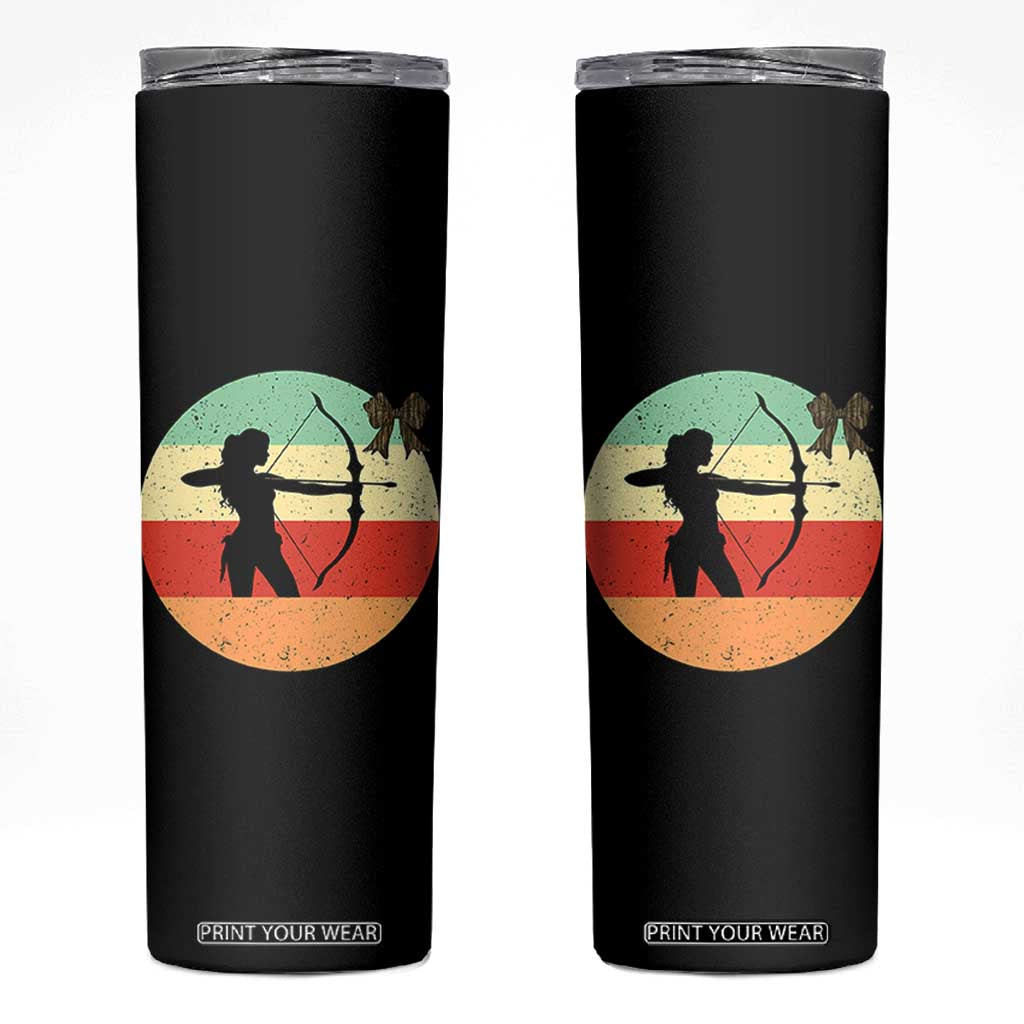 Retro Sunset Hunter Gift Skinny Tumbler Women Bow Hunters TS12 Black Print Your Wear