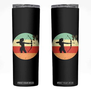 Retro Sunset Hunter Gift Skinny Tumbler Women Bow Hunters TS12 Black Print Your Wear