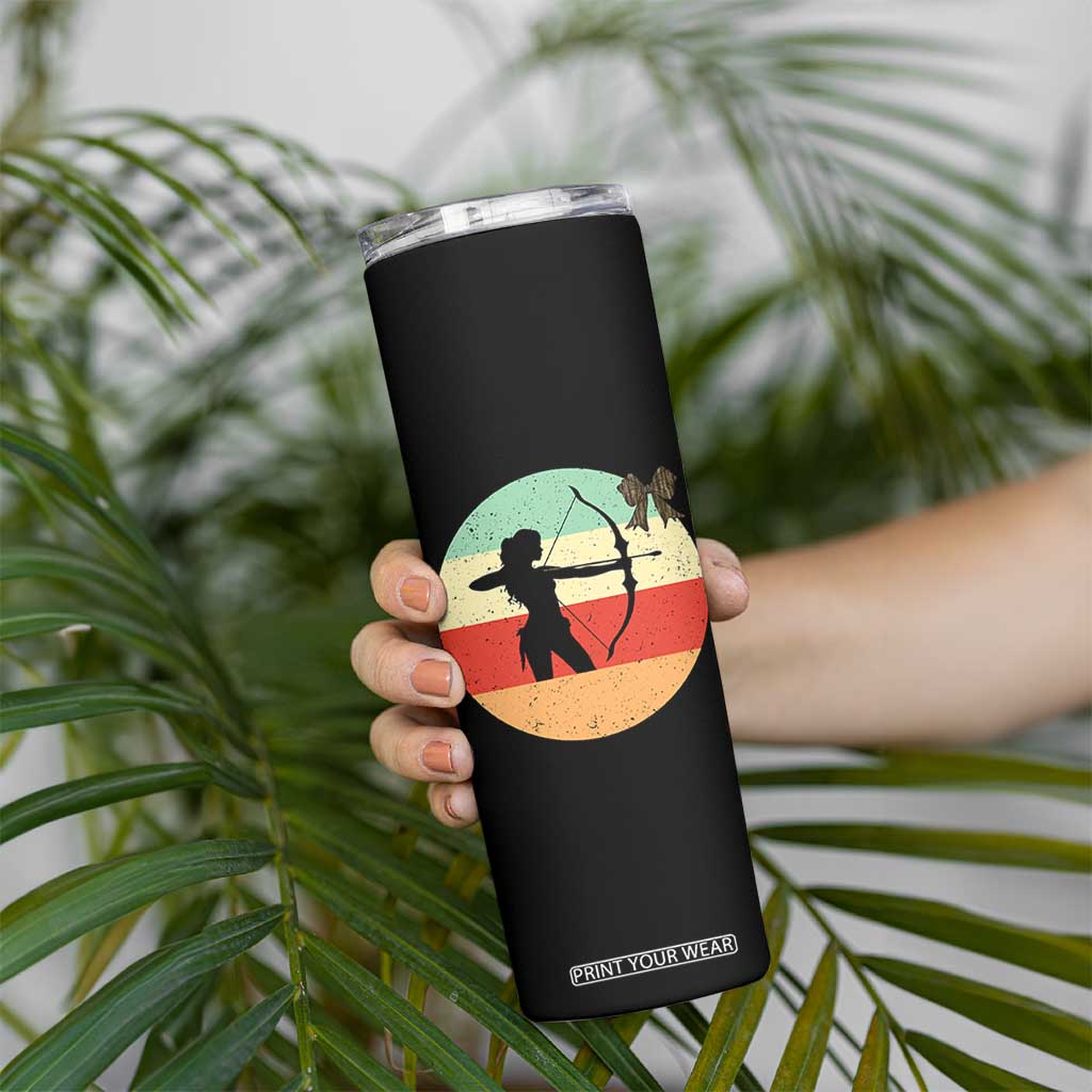 Retro Sunset Hunter Gift Skinny Tumbler Women Bow Hunters TS12 Print Your Wear