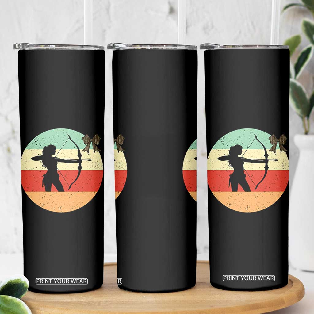 Retro Sunset Hunter Gift Skinny Tumbler Women Bow Hunters TS12 Print Your Wear