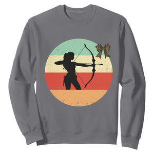 Retro Sunset Hunter Gift Sweatshirt Women Bow Hunters - Print Your Wear