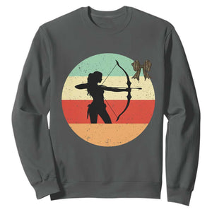 Retro Sunset Hunter Gift Sweatshirt Women Bow Hunters - Print Your Wear