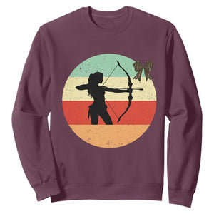 Retro Sunset Hunter Gift Sweatshirt Women Bow Hunters - Print Your Wear