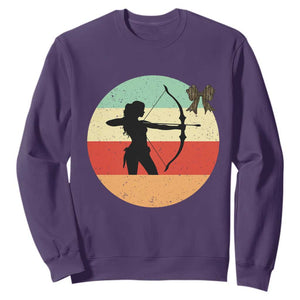 Retro Sunset Hunter Gift Sweatshirt Women Bow Hunters - Print Your Wear