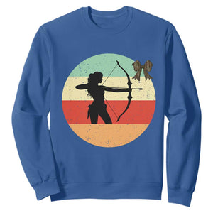 Retro Sunset Hunter Gift Sweatshirt Women Bow Hunters - Print Your Wear