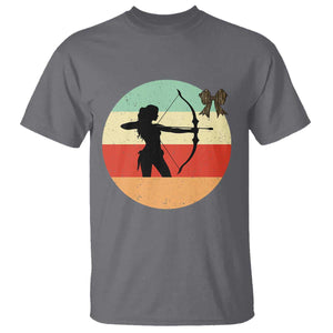 Retro Sunset Hunter Gift T Shirt Women Bow Hunters TS12 Charcoal Print Your Wear