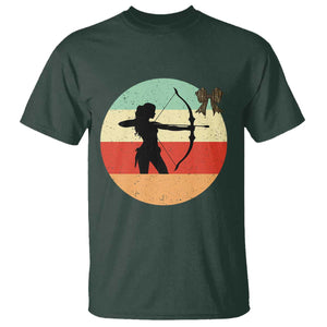 Retro Sunset Hunter Gift T Shirt Women Bow Hunters TS12 Dark Forest Green Print Your Wear