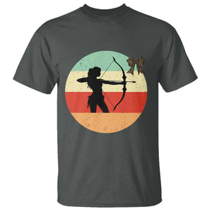 Retro Sunset Hunter Gift T Shirt Women Bow Hunters TS12 Dark Heather Print Your Wear