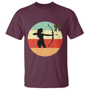 Retro Sunset Hunter Gift T Shirt Women Bow Hunters TS12 Maroon Print Your Wear
