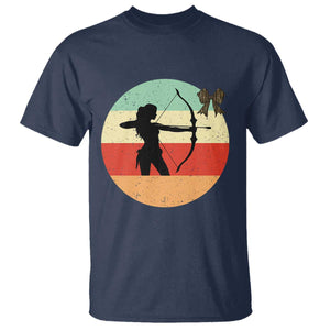 Retro Sunset Hunter Gift T Shirt Women Bow Hunters TS12 Navy Print Your Wear