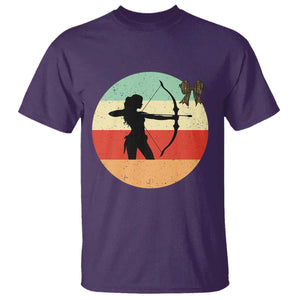 Retro Sunset Hunter Gift T Shirt Women Bow Hunters TS12 Purple Print Your Wear
