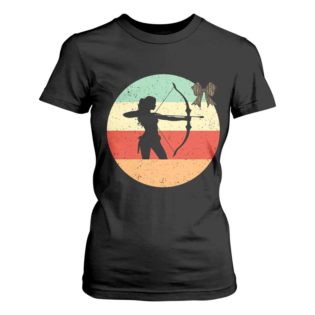 Retro Sunset Hunter Gift T Shirt For Women Women Bow Hunters TS12 Black Print Your Wear