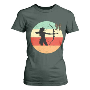 Retro Sunset Hunter Gift T Shirt For Women Women Bow Hunters TS12 Dark Forest Green Print Your Wear