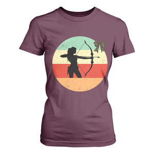 Retro Sunset Hunter Gift T Shirt For Women Women Bow Hunters TS12 Maroon Print Your Wear