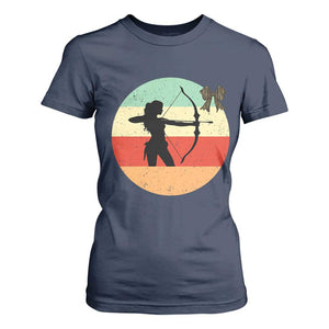 Retro Sunset Hunter Gift T Shirt For Women Women Bow Hunters TS12 Navy Print Your Wear