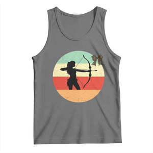 Retro Sunset Hunter Gift Tank Top Women Bow Hunters TS12 Black Heather Print Your Wear