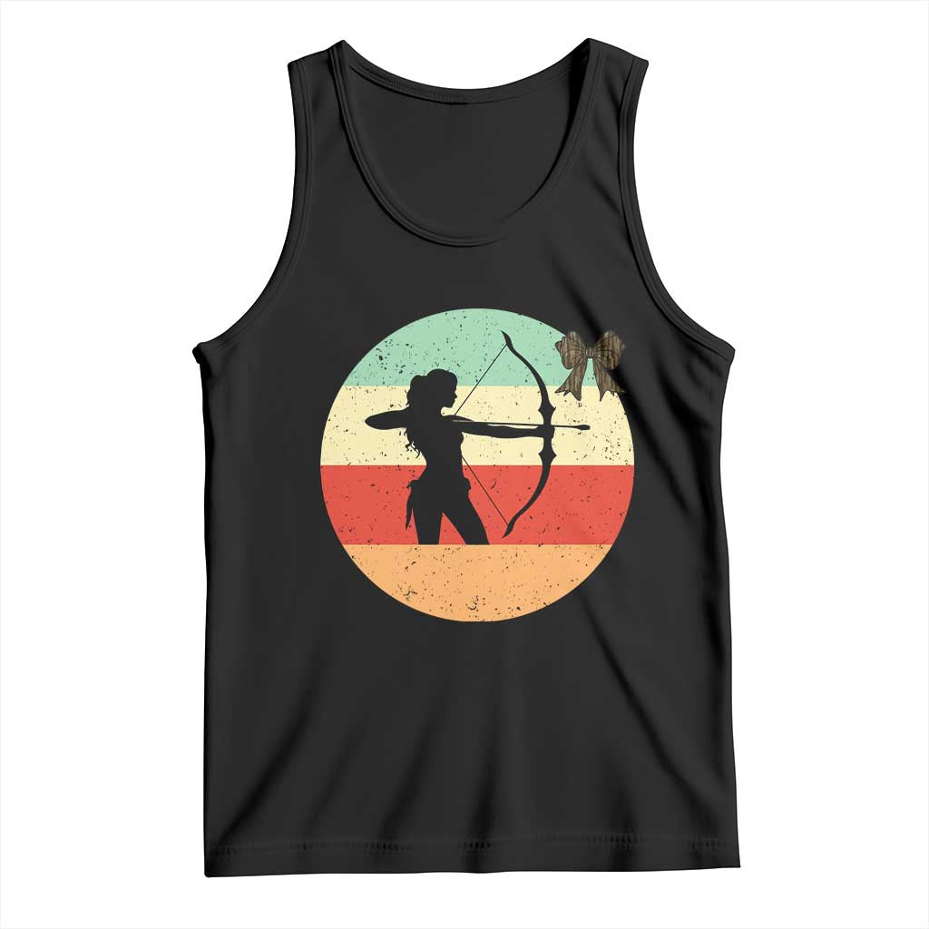Retro Sunset Hunter Gift Tank Top Women Bow Hunters TS12 Black Print Your Wear