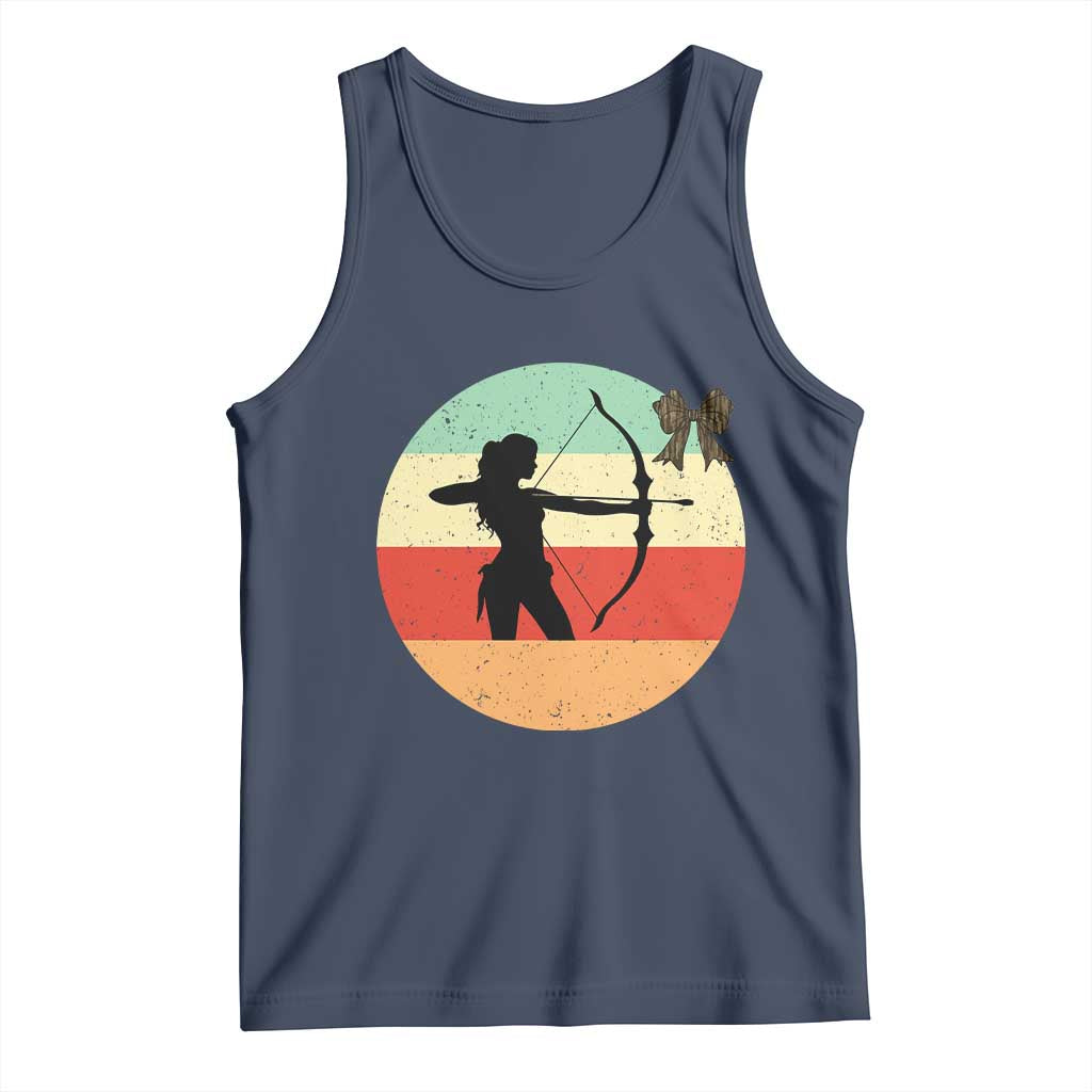 Retro Sunset Hunter Gift Tank Top Women Bow Hunters TS12 Navy Print Your Wear