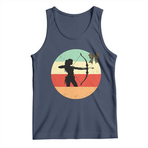 Retro Sunset Hunter Gift Tank Top Women Bow Hunters TS12 Navy Print Your Wear