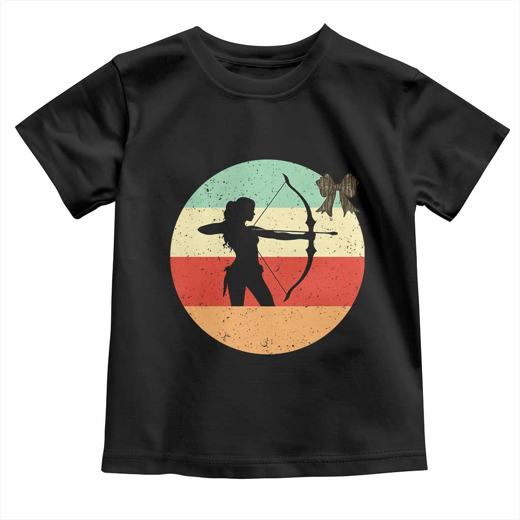 Retro Sunset Hunter Gift Toddler T Shirt Women Bow Hunters TS12 Black Print Your Wear