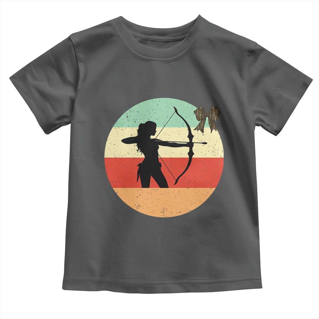 Retro Sunset Hunter Gift Toddler T Shirt Women Bow Hunters TS12 Dark Heather Print Your Wear